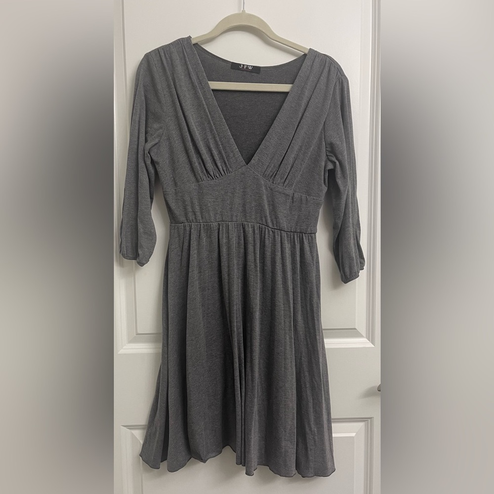Gray dress with banded waist